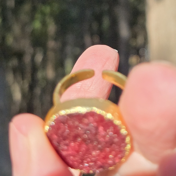 Red ruby drutzy & gold ring Adjustable Size - Picture 9 of 12